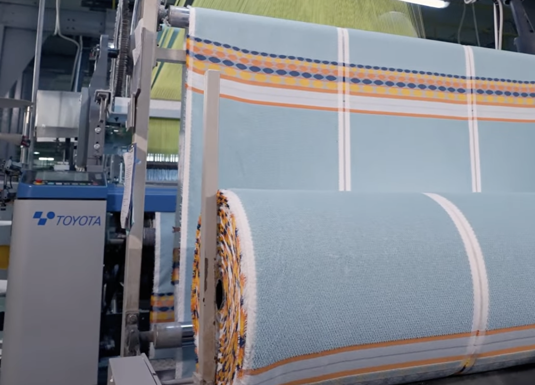 Jacquard towel weaving machine producing cotton terry towels in Vietnam