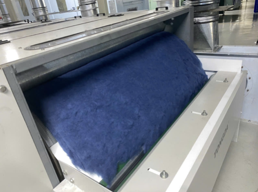 Denim textile shredding process for recycled towel manufacturing in Vietnam